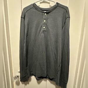 J Crew Long Sleeve Henley Shirt Garment Dyed Blue Medium